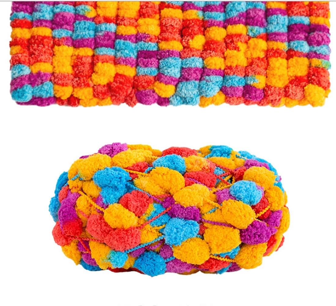 4 Balls Pomp-A-Doodle Yarn,100% Polyester Jelly Bean POM-POM Ball Yarn for Crochet Knitting Blanket Mat Pet Nest 600g (Fresh Colorful)
