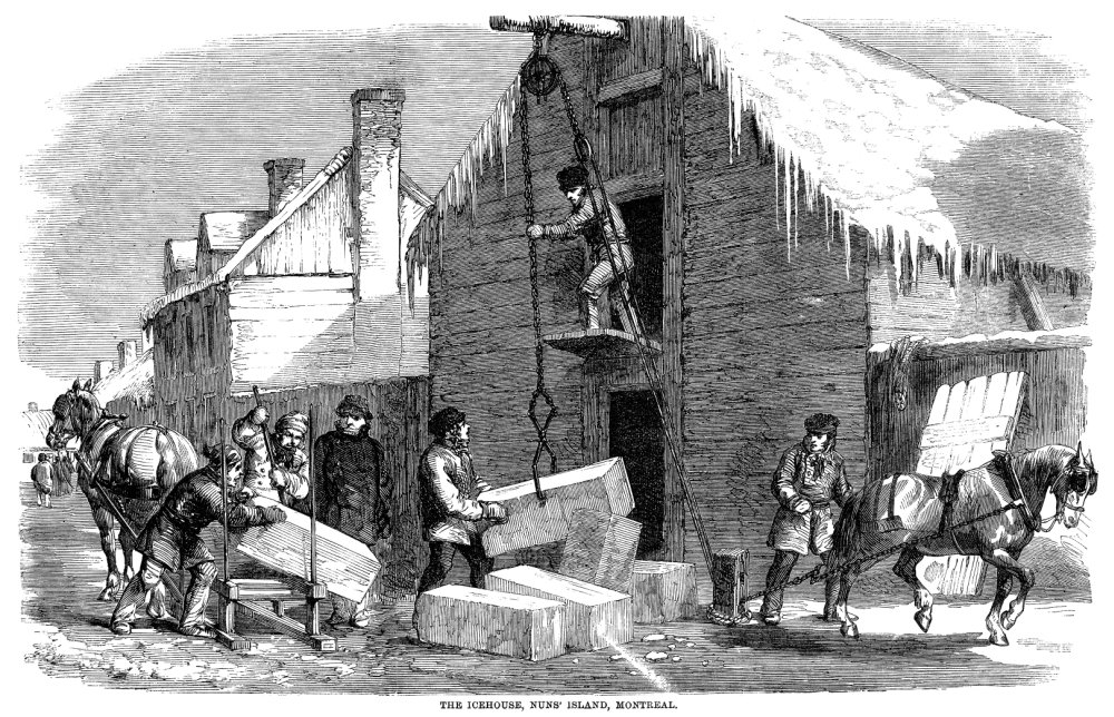 Ice Harvesting 1859 NThe Icehouse Nuns Island Montreal Storing Ice Harvested From The St Lawrence River At Montreal Canada Wood Engraving From An English Newspaper Of 1859 Poster Print by (18 x 24)