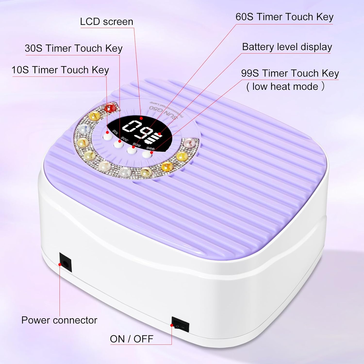 Cordless UV Nail Lamp Rechargeable Nail Dryer, 4 Timers UV Light for Gel Nails, UV LED Nail Dryer with Smart Sensor & 45Pcs Lamp Beads, Nail Light for Manicure Pedicure at Home & Salon