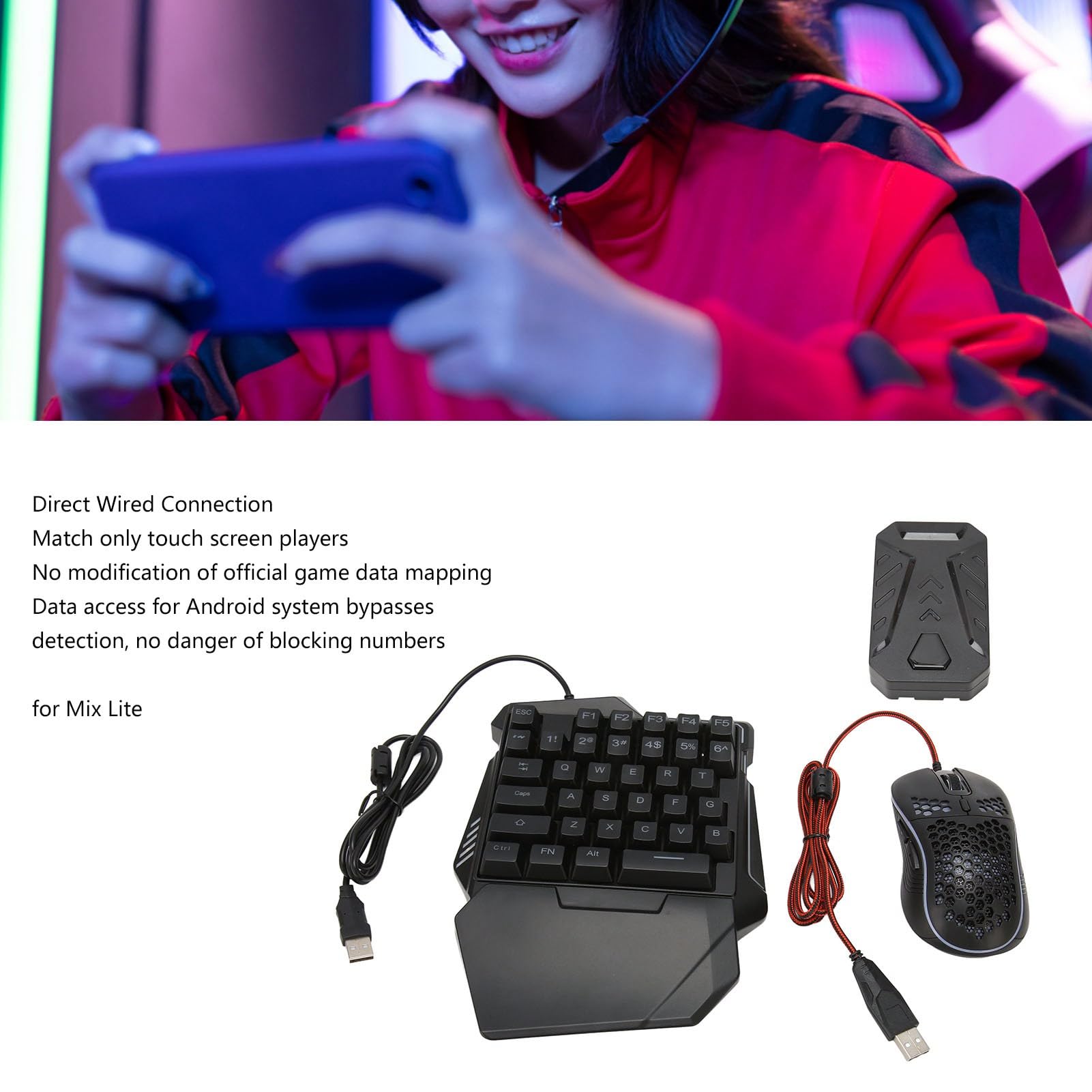 Juego de Convertidor de Teclado y Mouse RGB, Convertidor de Mouse y Teclado para Juegos Compatible con PUBG Mobile Free Fire