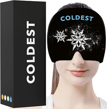 Coldest Gel Ice Headache Migraine Face Relief Hat, Cold Therapy Migraine Relief Cap Migraine Ice Head Wrap Ice Pack Mask, Cold Compress Headache Relief Cap