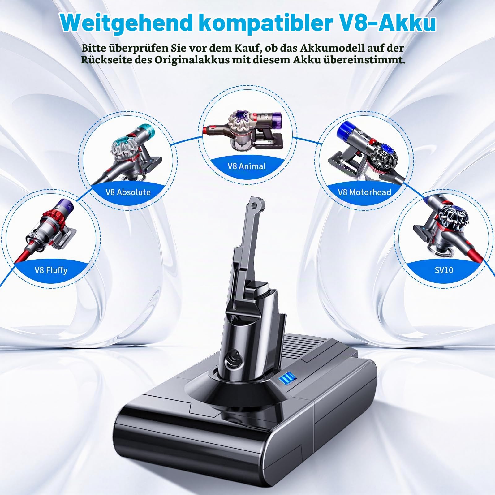Upgraded V8 Akku für Dyson V8 Absolute/Animal/Motorhead/Fluffy SV10 Carbon Staubsaugerkabellos Ladegerät Handstaubsauger Ersatzakku (2 Post Filter)
