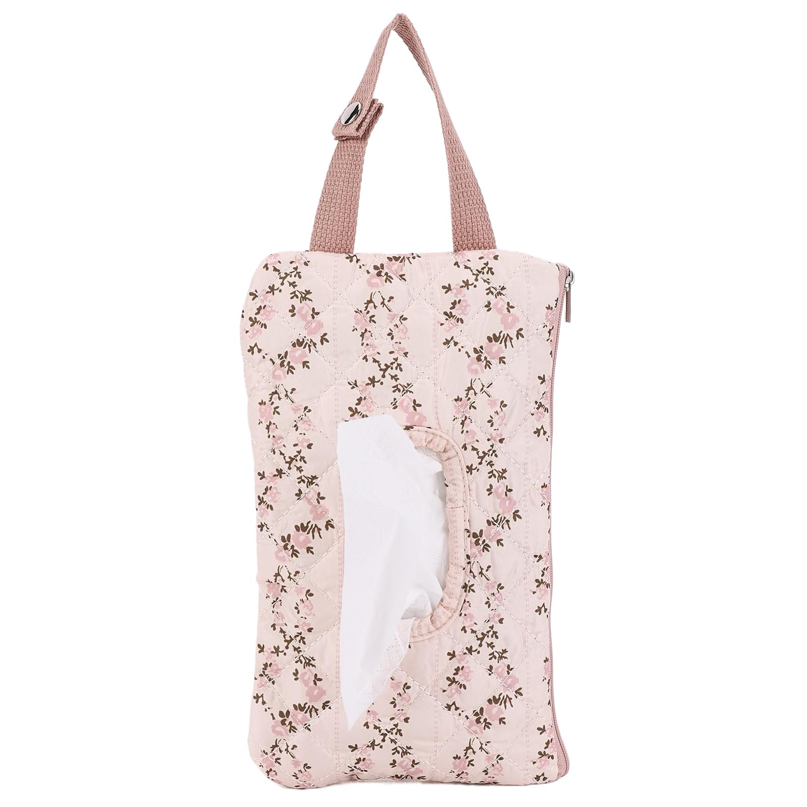 Wet Wipes Bag for Babies - Canvas Floral Quilted Baby Wipe Dispenser Portable Wet Wipe Pouch for Mom, Refillable Wipes Dispenser Bag for Baby and Adult for Travel, Camping, Daily Use