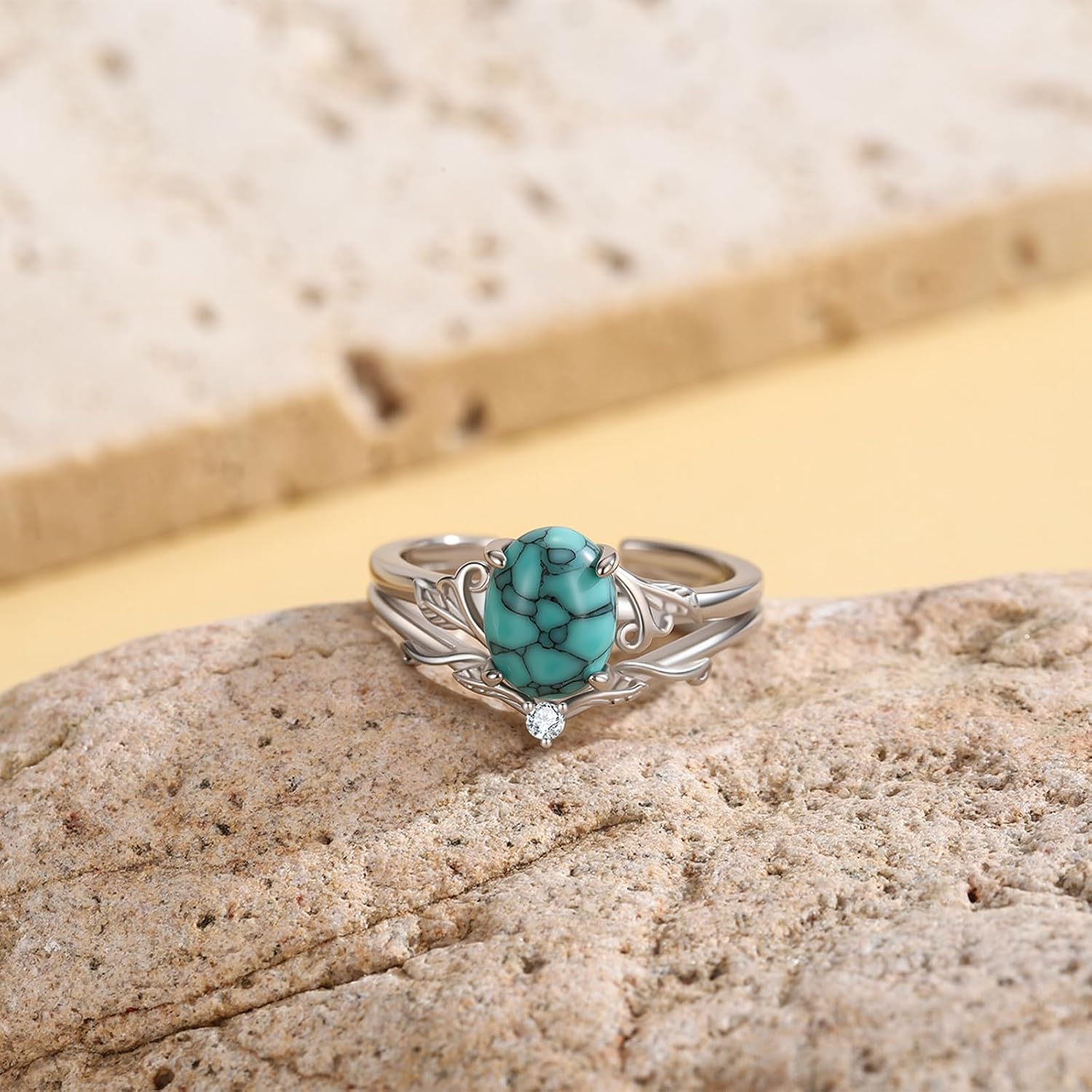 Turquoise Ring 925 Sterling Silver Hypoallergenic Adjustable Thumb Rings Dainty Turquoise Jewelry Gifts for Women Men