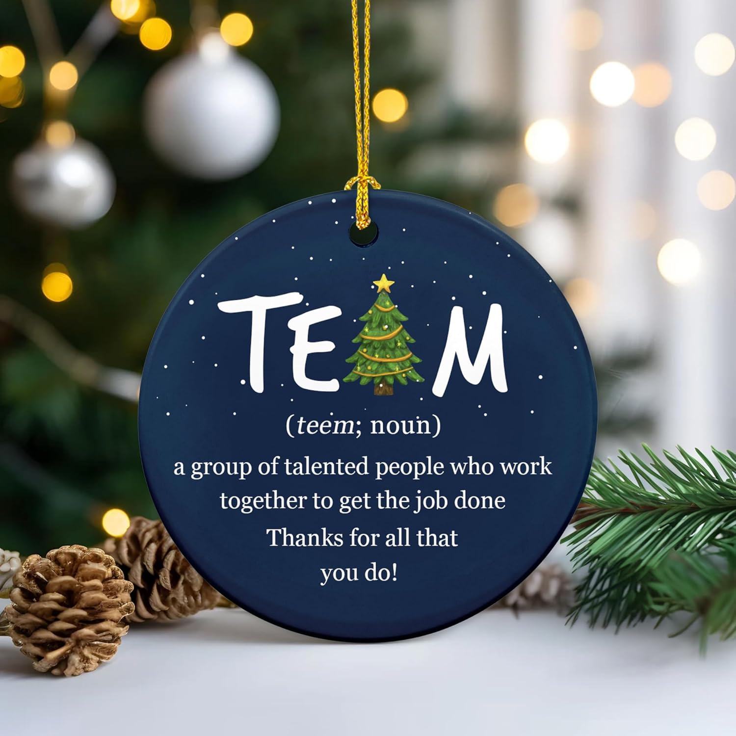 Team Appreciation Gifts for Employees - Ceramic Christmas Ornaments 2025 for Tree Decorations - Christmas Birthday Thank You Gifts for Coworkers Employees Women Boss, Xmas Bulk Gift Idea - Image 6