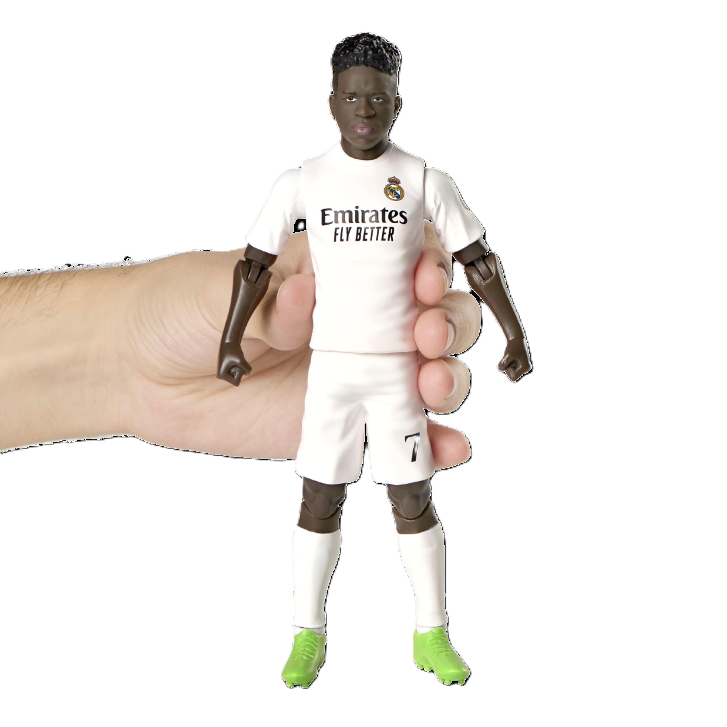 Megableu - Figurine Foot Vinicius - 20 cm - Grande Figurine Footballeur Réaliste & Articulée - Licence Officielle - 10 Points d’Articulation - Jouet Football Real Madrid - Idée Cadeau Fans Vinicius
