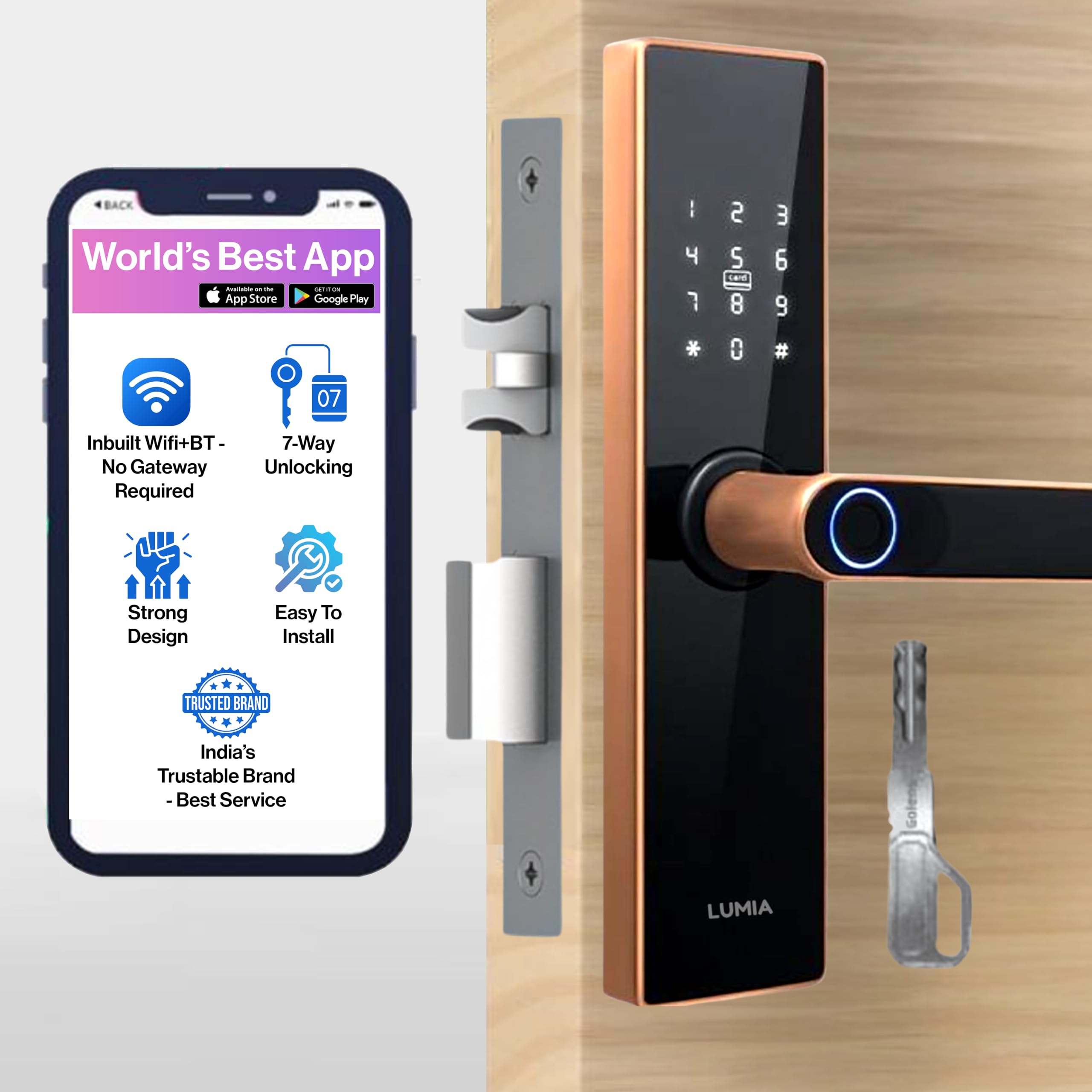 Golens Smart Door Lock, WiFi+BT, 7-Way Unlocking Including Fingerprint, Pincode, RFID Card, Mobile App, Mechanical Key| Fingerprint Lock, Digital Lock for Door| No Gateway Needed, (X3N, Red Bronze) (B0DHZQ2H6S) Amazon Price History, Amazon Price Tracker
