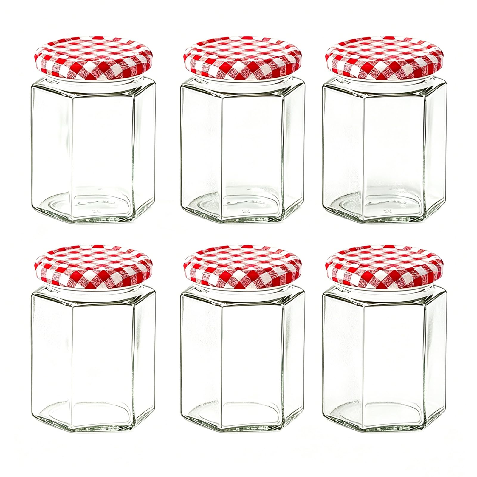 Llhong Red 280Ml Glass Jars With Lids, Jam Jars With Checke Airtight Lids