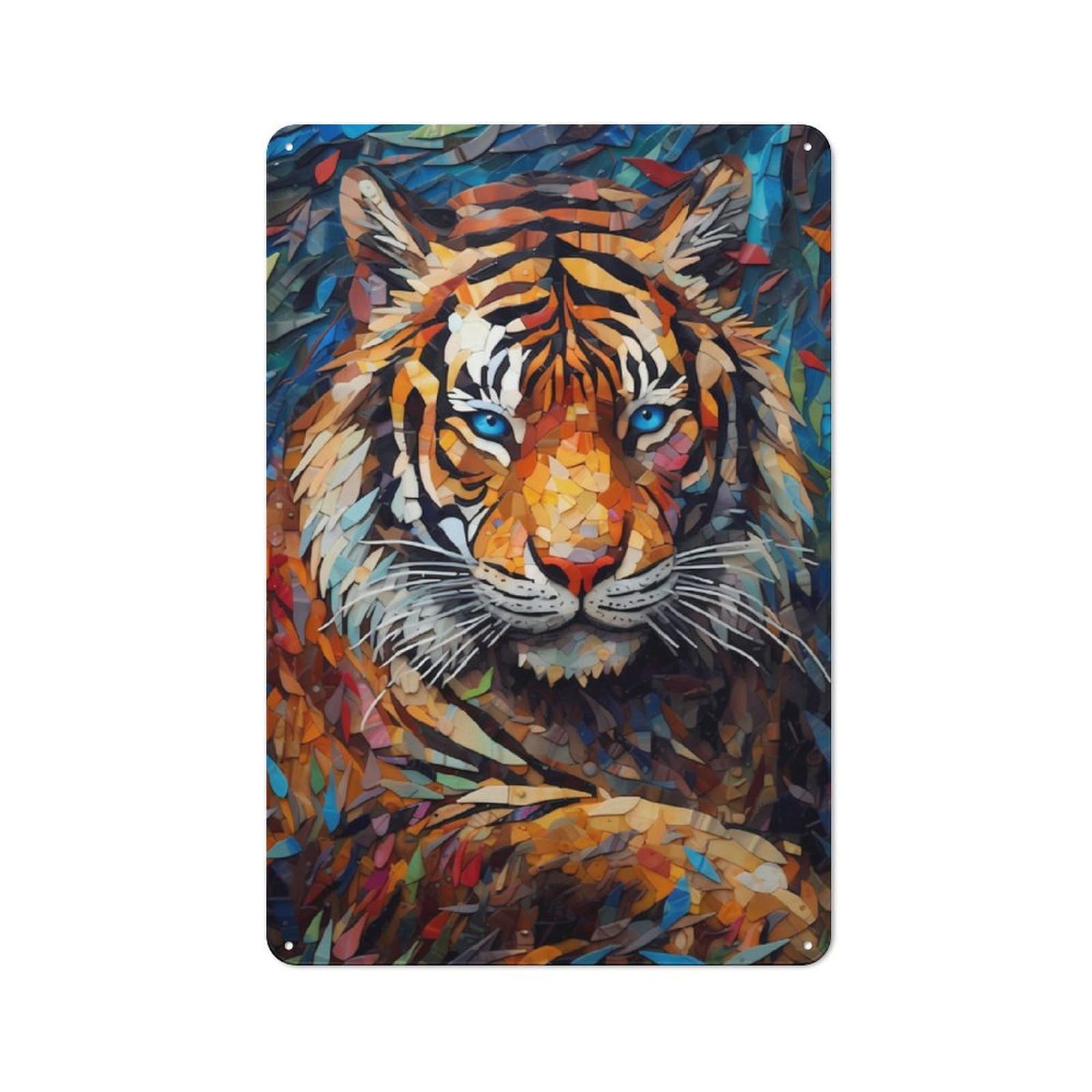 Shed Metal Sign with Tiger Color Design 30x20cm, Vintage Porch Wall Decor for Patio Bar, Workshop, Shed Or Kitchen