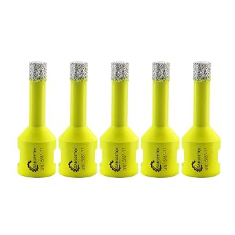 Diamond Tile Drill Bits 5pcs 10mm SANLEETEK Vacuum Brazed Diamond Hole Saw for Ceramic Porcelain Marble Granite 5/8"-11 Thread