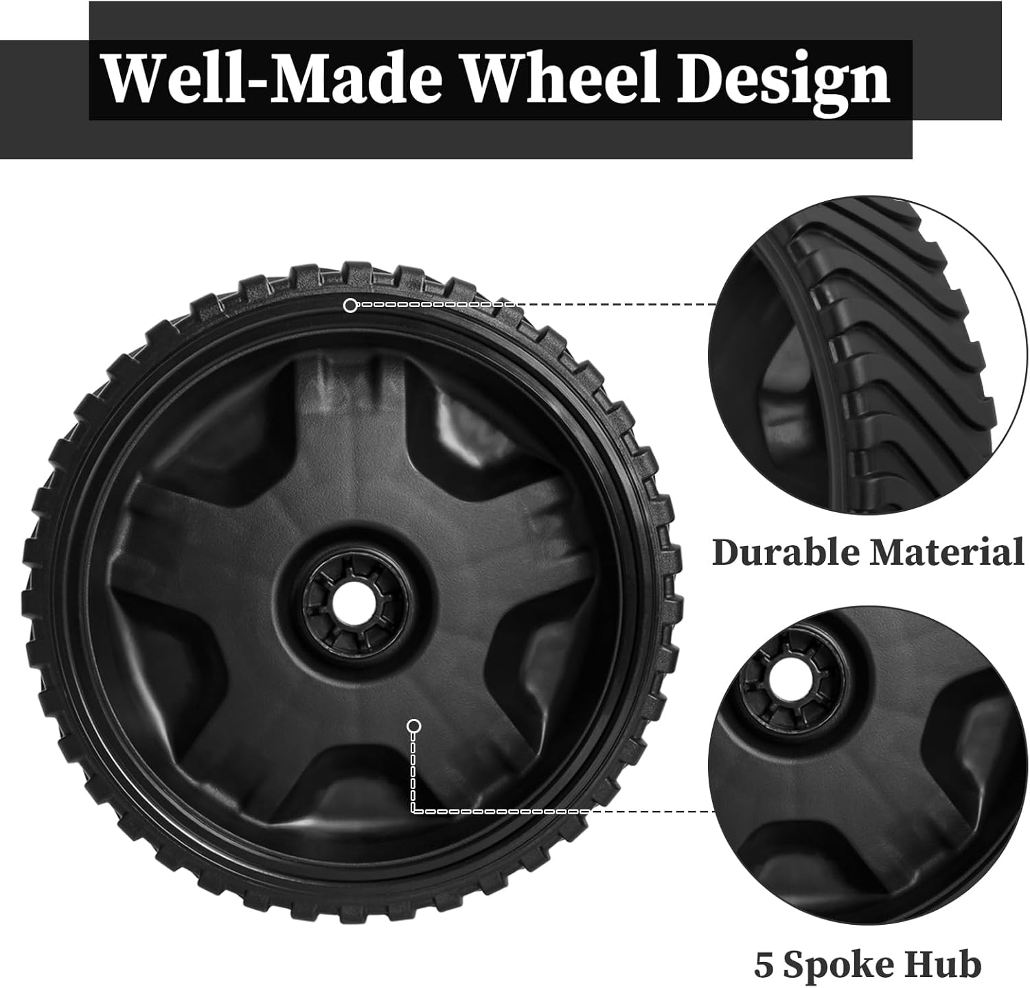 634-05039 Lawn Mower Wheels Replacement Part, Compatible with Troy-Bilt MTD Craftsman Cub Cad et Lawn Mower, Replaces 634-06986, 703386, 634-0244, 734-04475 Mowers Assembly, 2 Pack
