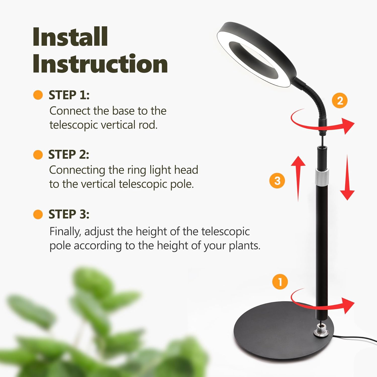Desk Top Grow Lights for Indoor Plants,Full Spectrum Table Plant Light,24.2" Telescope Stand,UV LED Red Blue Halo Growing Lamp,Adjustable Gooseneck,Auto Timer,3 Lighting Modes,10-Level Dimmable