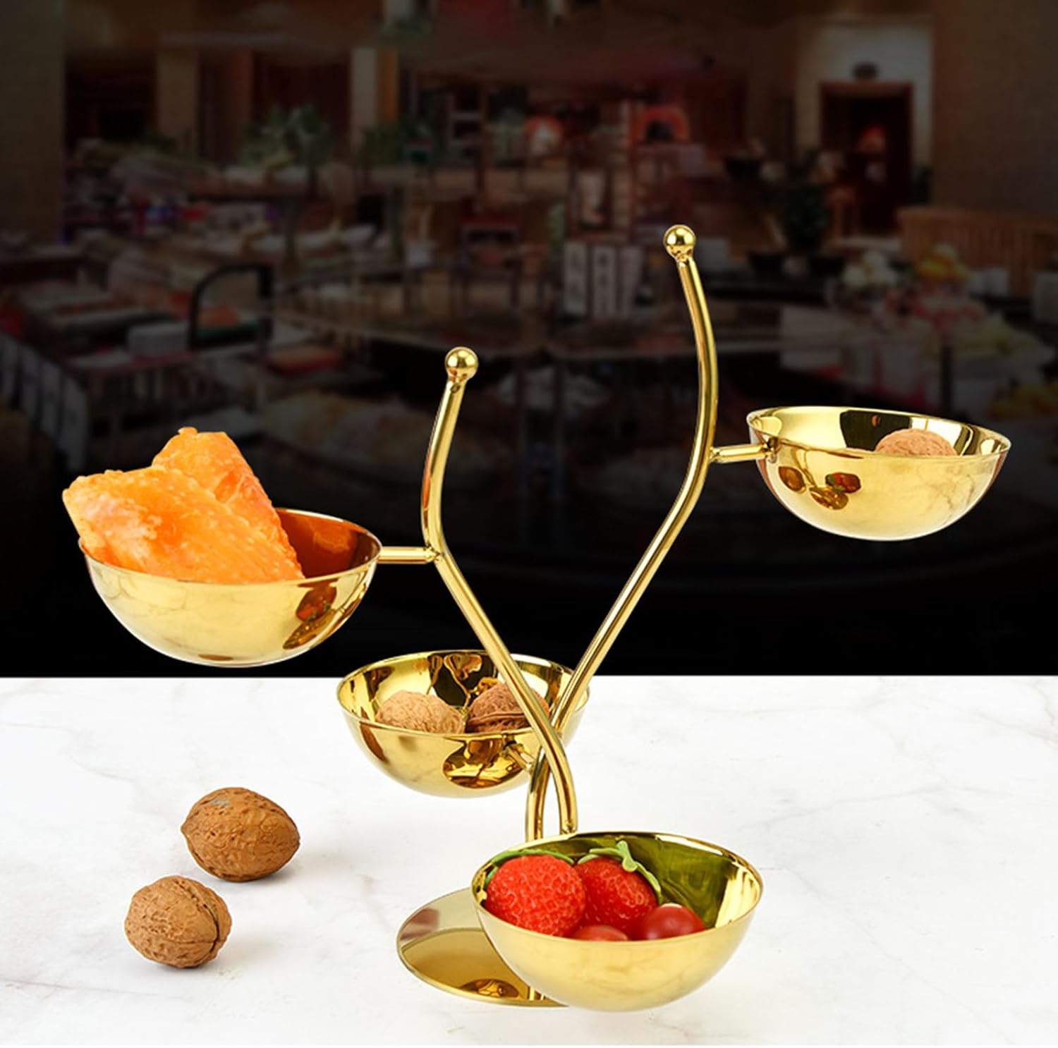 Rustproof Multi Layer Condiment Servers with Smooth Rims Snacks Stand with Bowls Ideal for Buffets Picnics and Travel