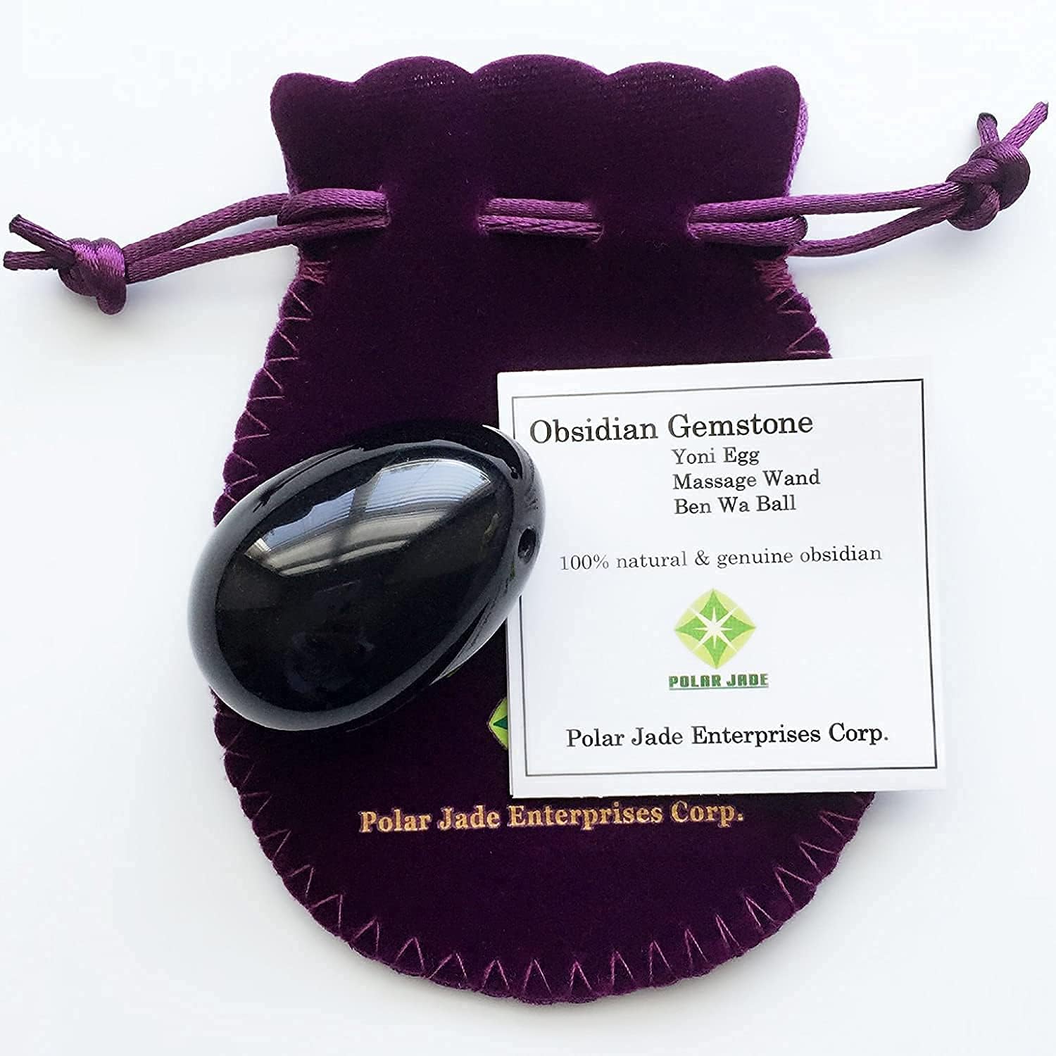 Polar Jade Drilled Obsidian Stone Egg, Medium, The Most Popular Size, with String and User Instructions, Entry Level, Affordable, Natural and Genuine