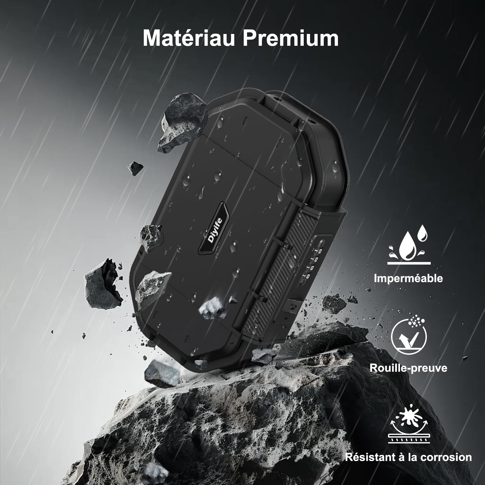 [IP68 & 2 Tête Verrou]Diyife Coffret Fort Portable Sécurisé, 4 Chiffres Combinaison Petit Coffre Fort, Doublure en Silicone, Câble en Acier Amovible-Anti-Coupure et Anti-Perte, pour Maison Hôtel Plage