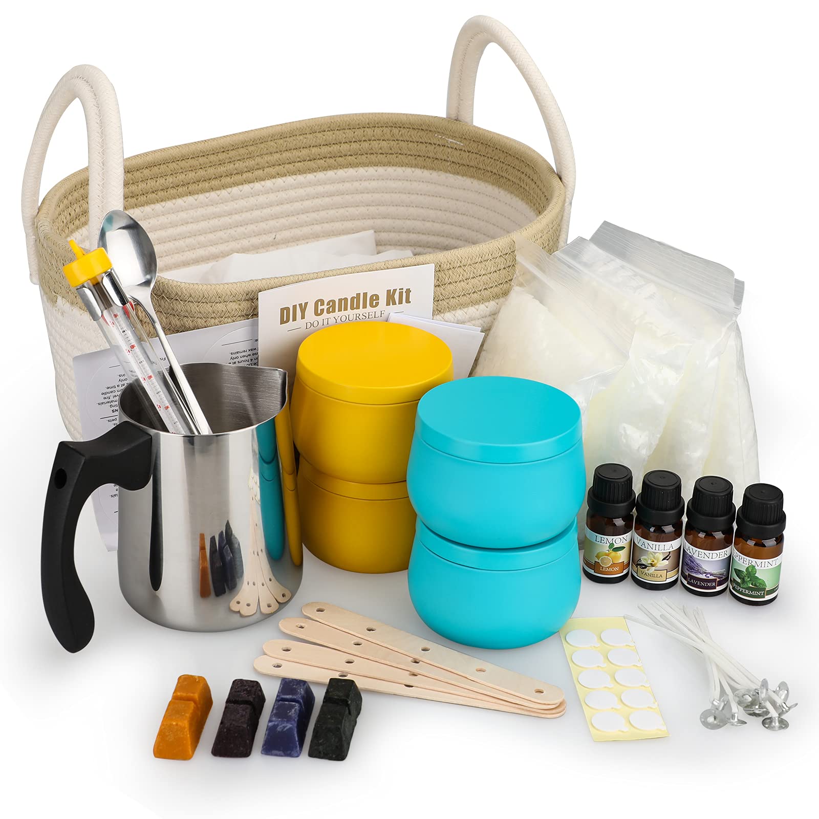 Sponsored Ad – Scented Candle Making Kit, Complete Scented Candle DIY Set, with Woven Basket, Large Aromatherapy Candles, Natural Beewax Long Lasting Portable DIY Candles Sets for Women Christmas Gifts