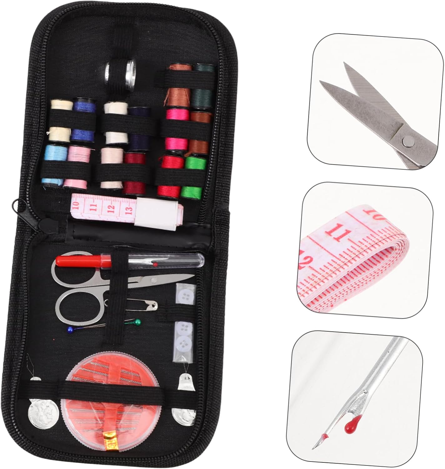 STOBOK 2sets Portable Needle Threader Tool for Sewing Threader Complete Sewing Kit Scissors Ruler Needles for Travel and Home Use