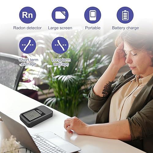 Miniatura 11 de Life Basis - Detector de radón para el hogar, probador de radón portátil para el hogar con monitoreo de radón a largo y corto plazo, rango de 0-500