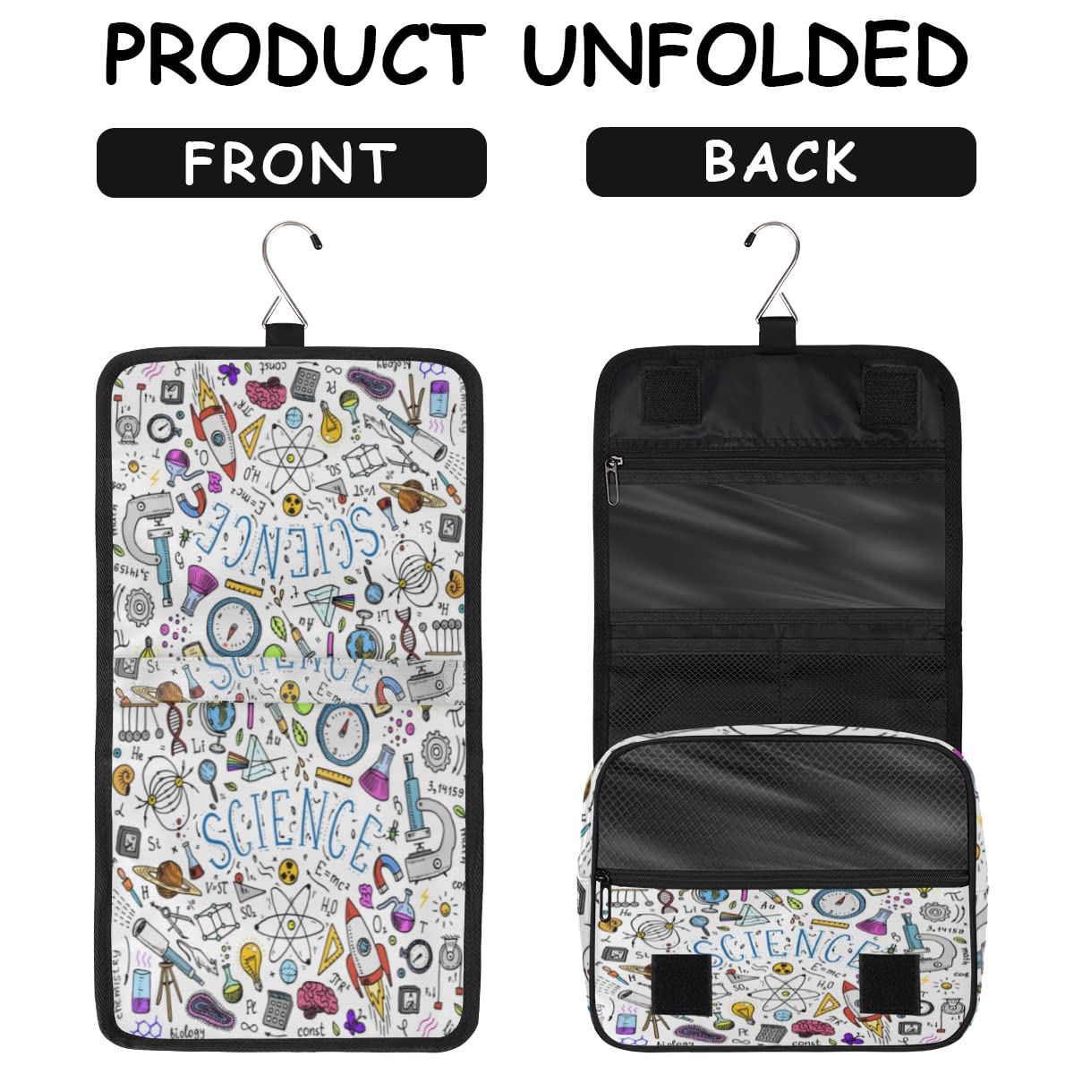 Fizyka Formuły Podróżna Kosmetyczka Formuły naukowe Torba na pranie Torba Unisex Wiszące przybory toaletowe Kosmetyczka Organizer do makijażu, wielobarwny, Jeden rozmiar