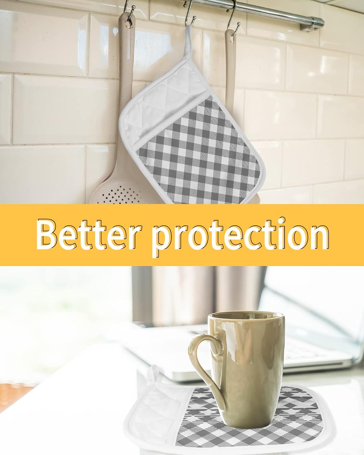Pot Holders, Grey Lattice Pot Holder, Heat-Resistant Hot Pockets, Pot Holders for Kitchen, Hot Pads for Kitchen, Kitchen Accessories 5 Pcs Potholders