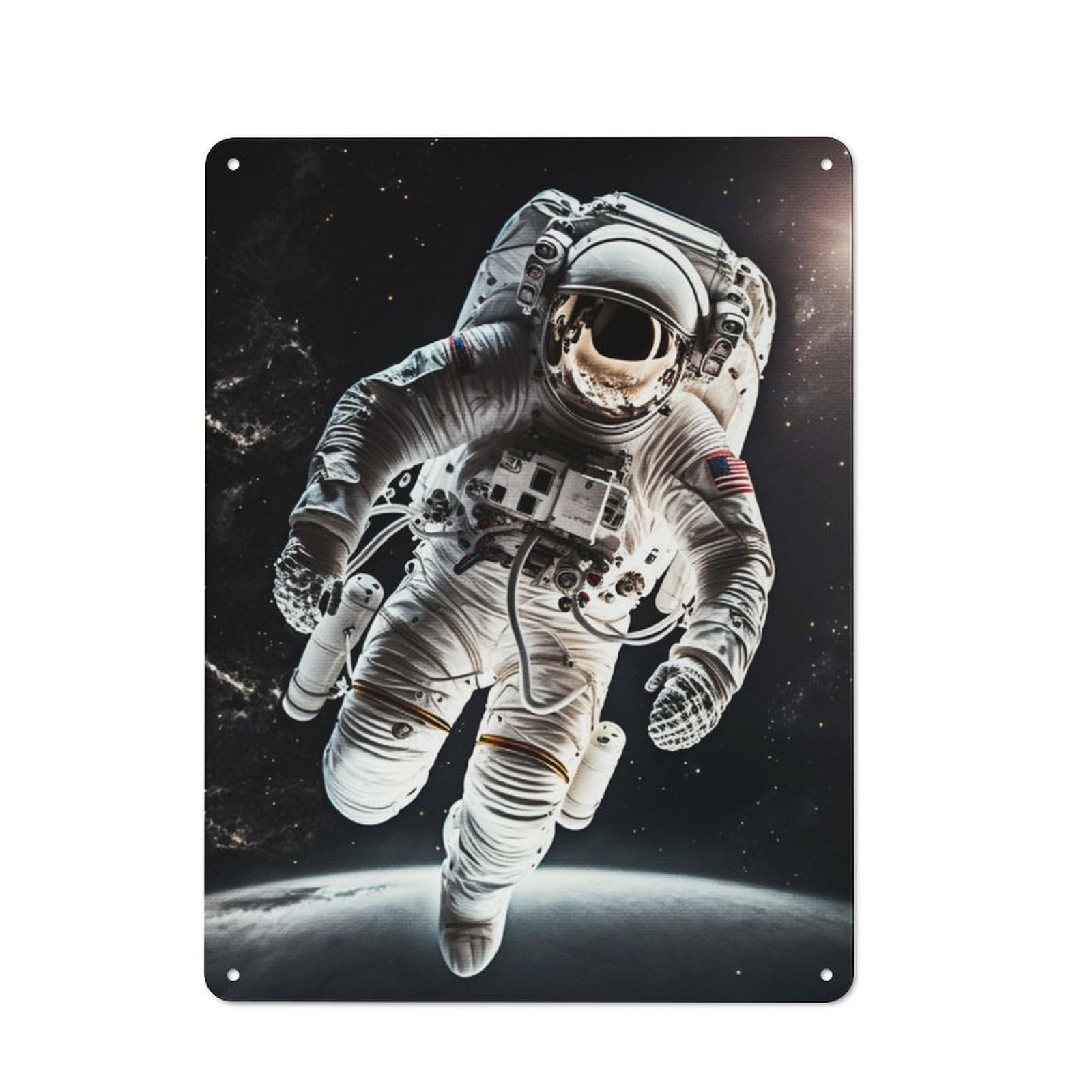 Junmoney Space Walk Metal Wall Sign 40X30cm Featuring For Workshop Wall, Suited To Metal Sign Collectors