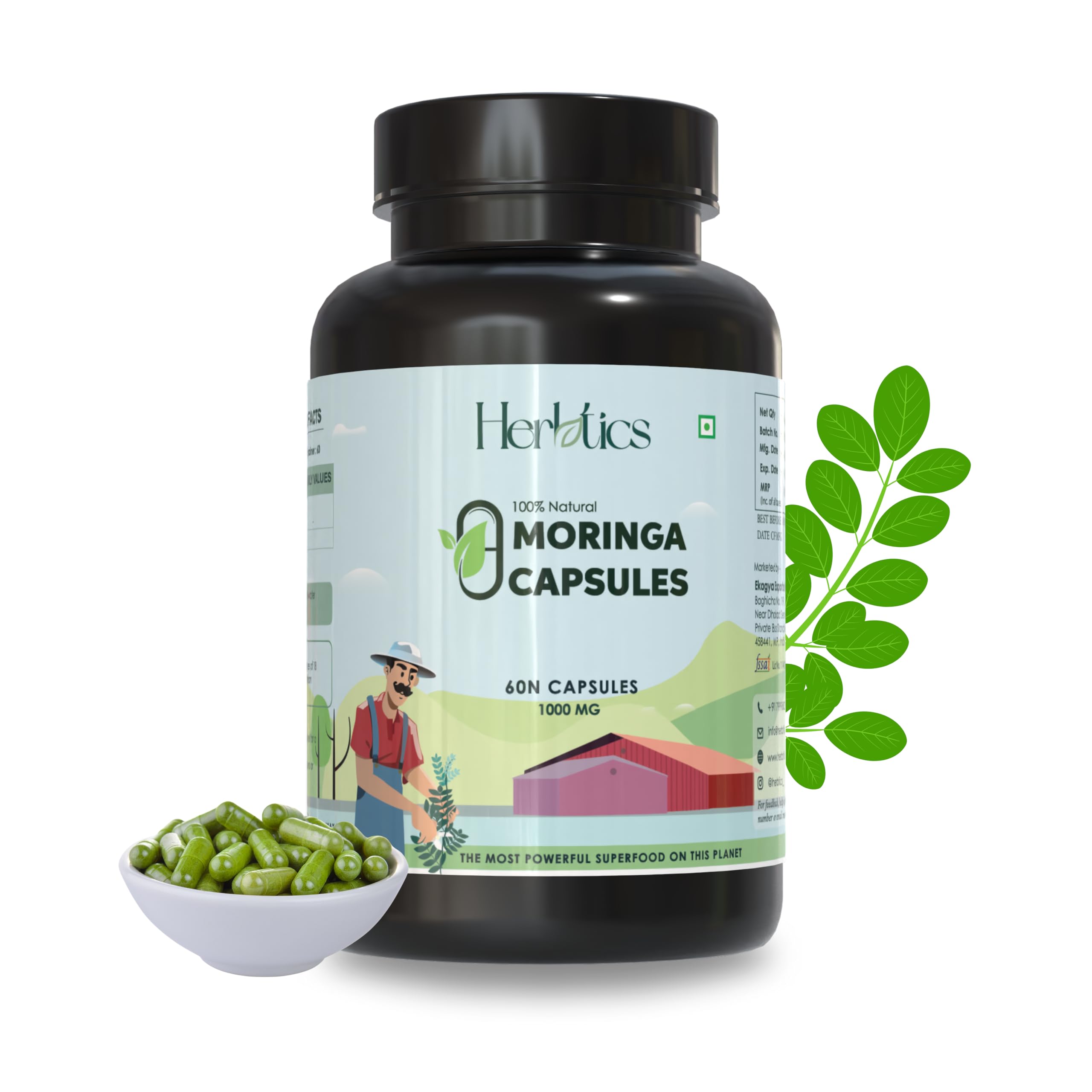 Herbtics Moringa Caspule | Immunity Booster & Supports Healthy Skin and Hair | 60 Veg Caps, 1000mg each (B0D4DRPJS3) Amazon Price History, Amazon Price Tracker