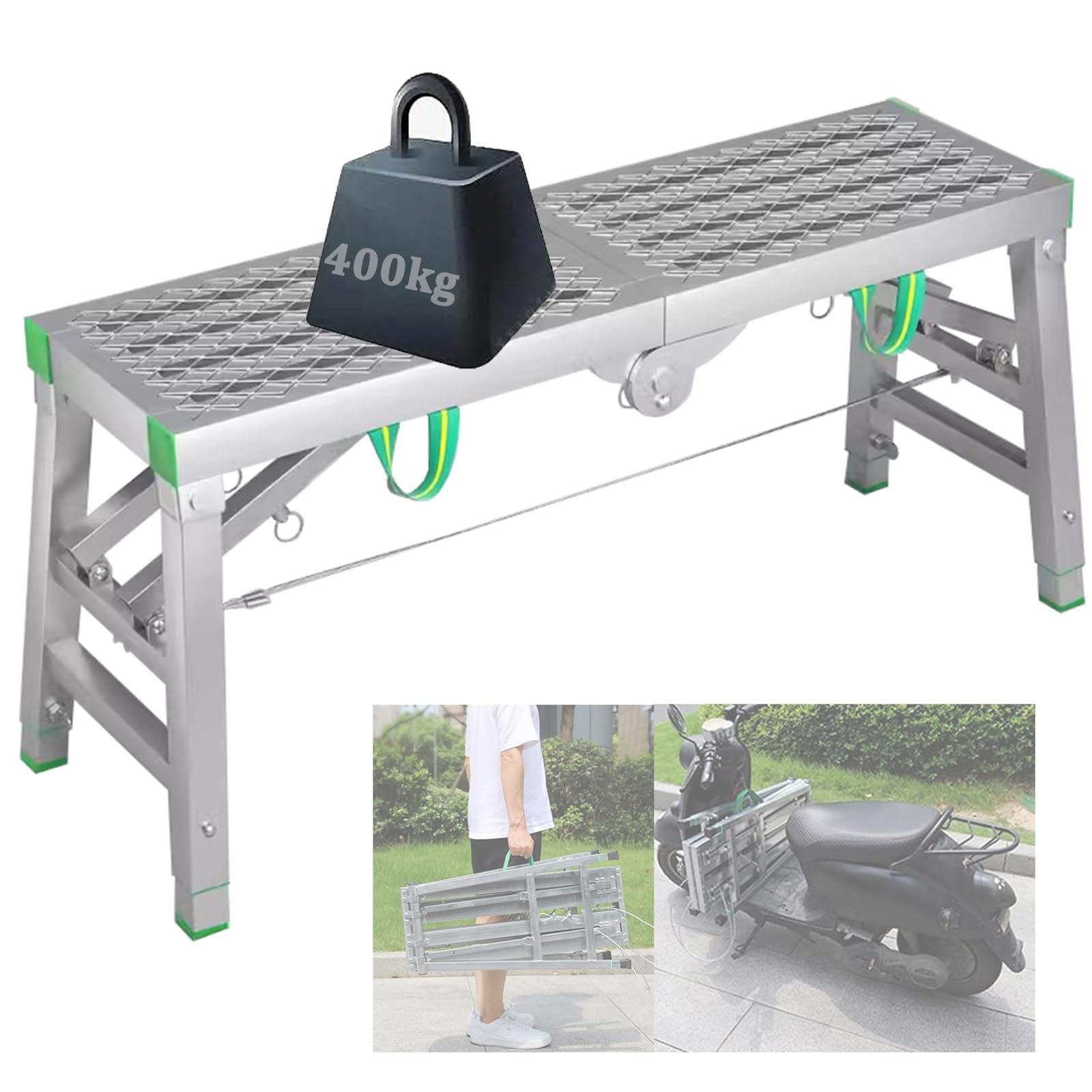 BTZHYScaffolding Portable Folding Scaffolding 5-Gear Adjustable Height Home Engineering Workbench-Step Ladders Multipurpose Work Platform Scaffold - 40cm/15.7inch Width,140×40cm-B