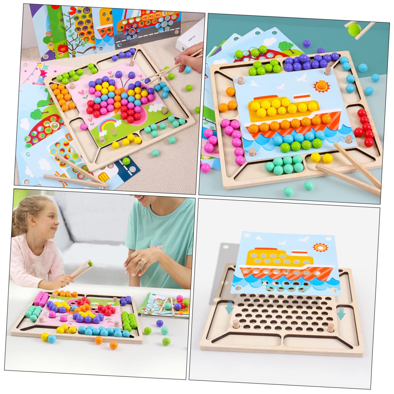 Toddmomy Giocattolo di Pinze per Perline in Legno per Ragazzo Ragazza | Educazione Precoce, Interazione Genitore-figlio, Robusto e Sicuro, per Asilo e Gioco Creativo