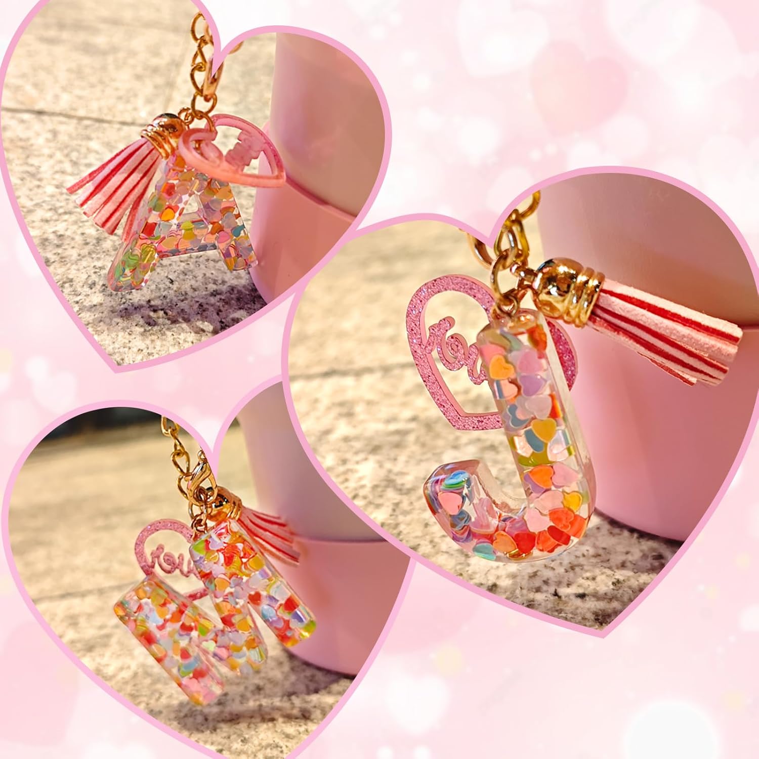 Letter Charm Accessories for Stanley Cup, Cute Initial Letter Keychain Handle Charm with Love for Stanley Tumbler - Image 4