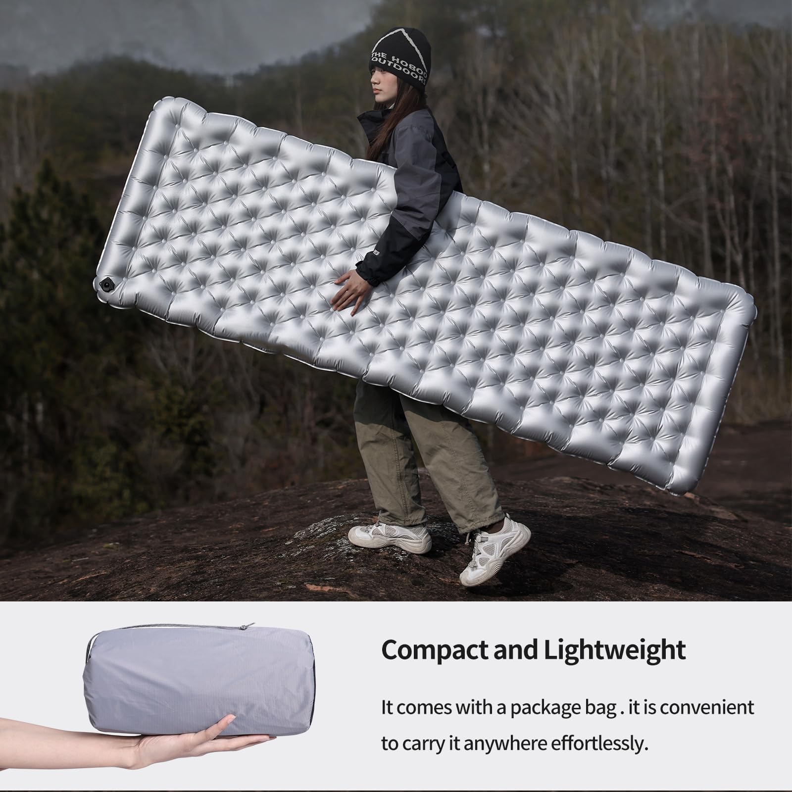 StableEase Inflatable Sleeping Pad for Camping Insulated Ultralight Compact Durable Waterproof Sleeping Mat for Outdoor Backpacking Hiking Camping Mat with Inflatable Bag R6.5
