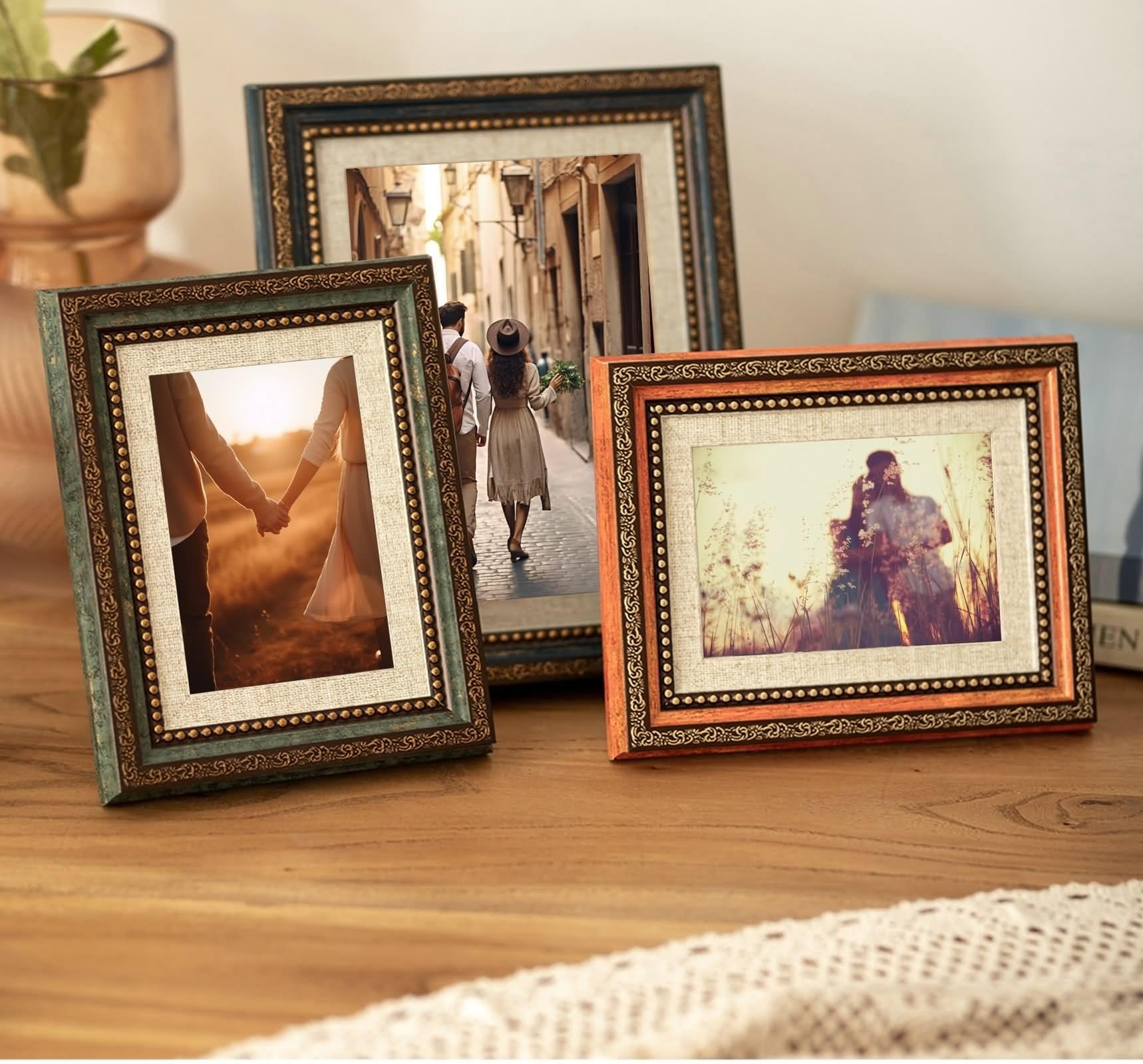 Marco de fotos rectangular de resina para mesa de 8.3 x 11.7 pulgadas, decoración para dormitorio