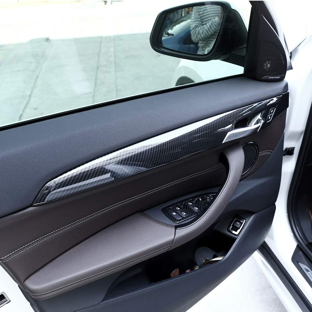 YIWANG Carbon Fiber Style Interior Door Decoration Panel Cover Trims 4pcs For BMW X1 F48 2016-2019,For BMW X2 F47 2018 2019 Auto Accessories