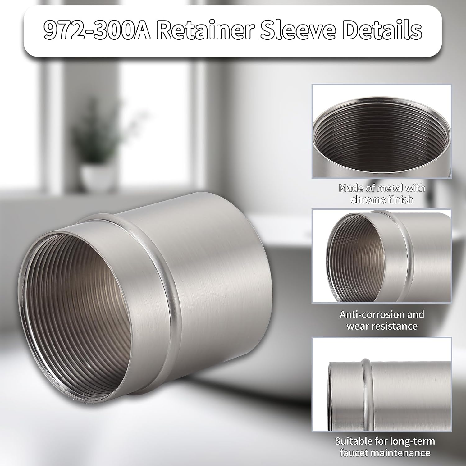 972-300A Retainer Sleeve Compatible with Pfister Faucets – Faucet Handle Replacement Sleeve for Kitchen and Bathroom Fixtures (Brushed Nickel)