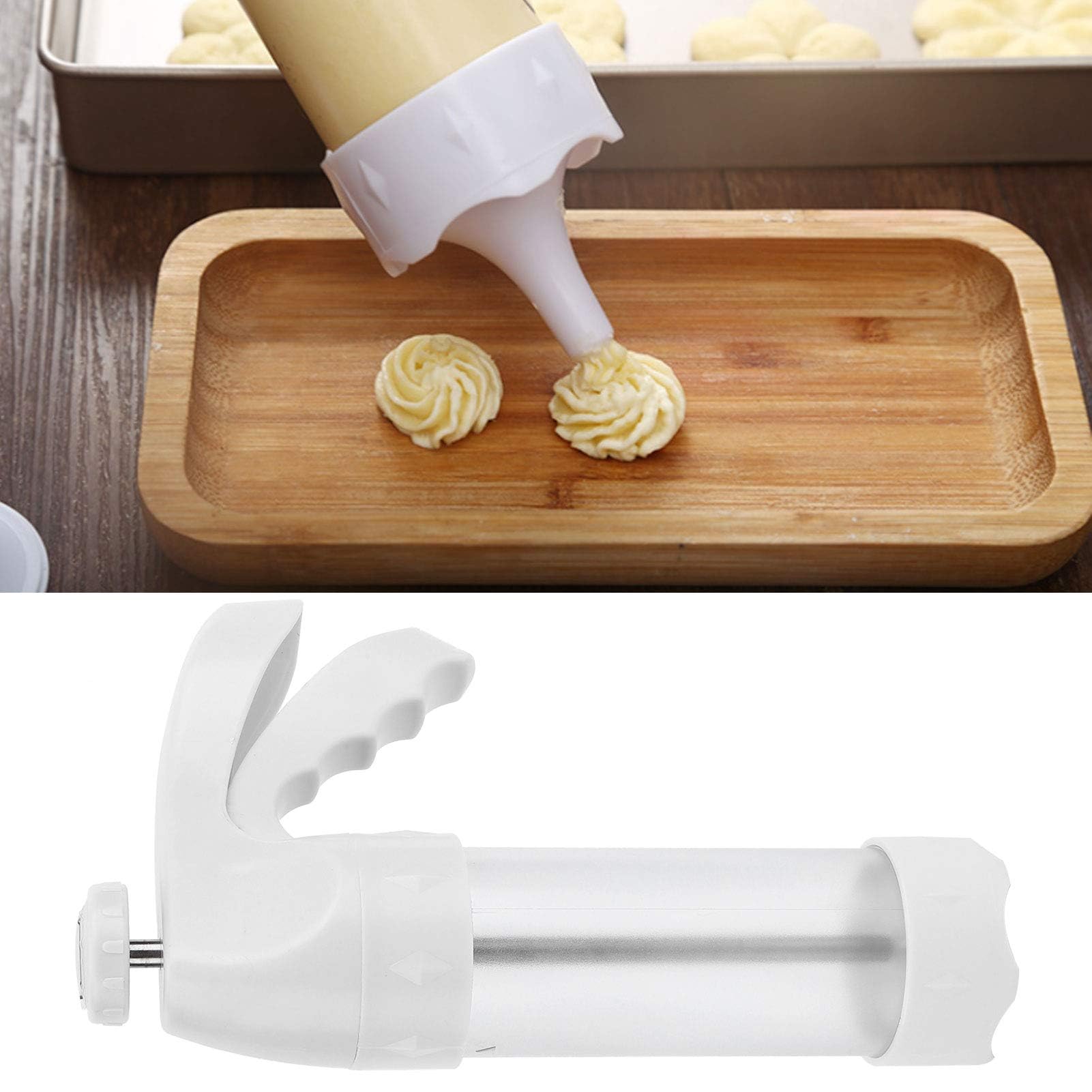 Prensa de Galletas de Repostería con 12 Moldes y 6 Boquillas – Pistola para Decorar Tartas y Galletas – Jeringa de Masa Antideslizante BPA-Free para Cocina Creativa