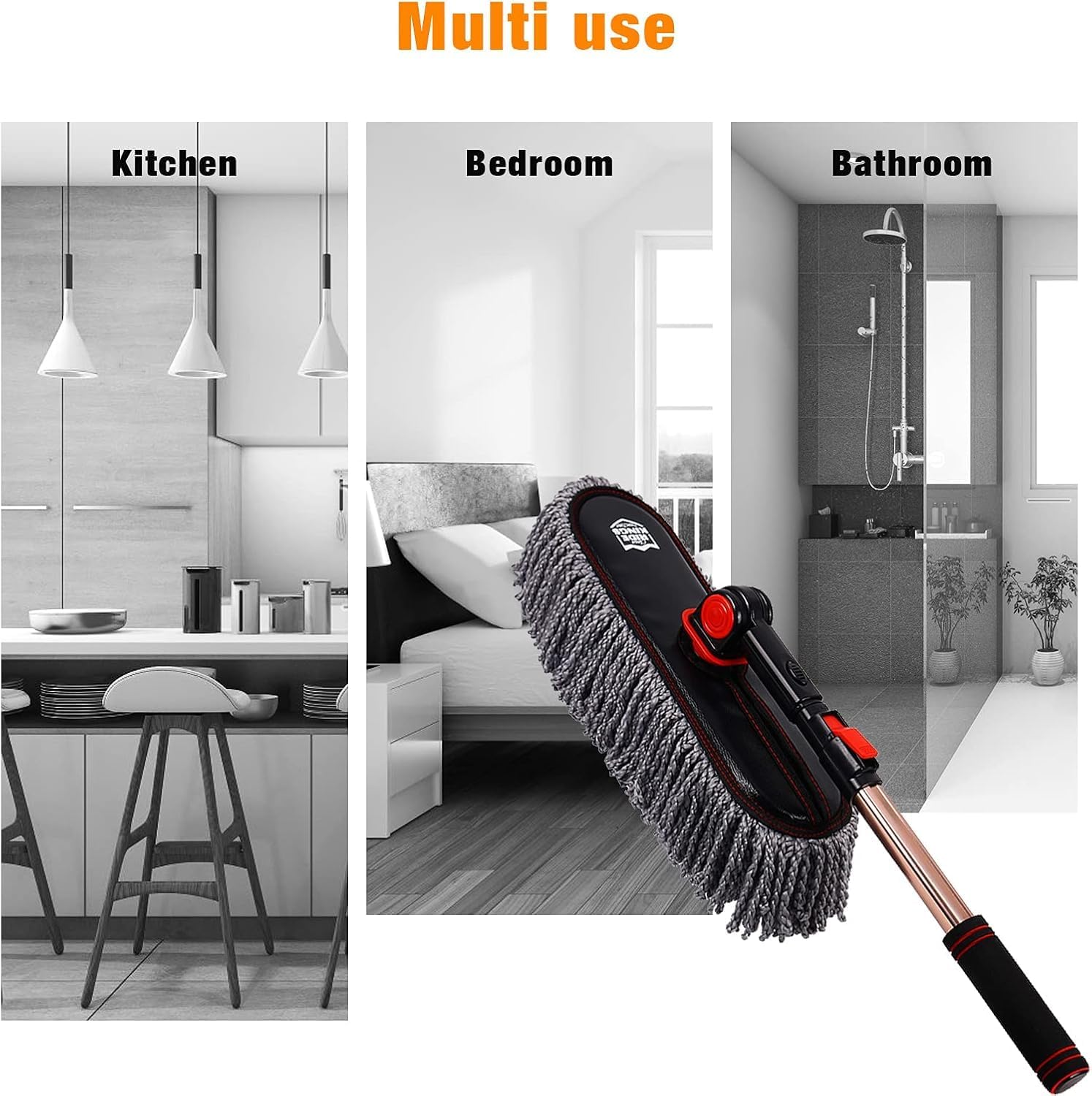 Car Duster Grey Set-Stocking Stuffers Gifts for Men Women-Microfiber Multipurpose Duster,Interior & Exterior Cleaning Tools,Dashboard Detailing Brush,Scratch Free with Extendable Handle,2 Packs - Image 6