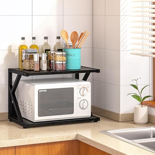 Miniatura 6 de aboxoo Soporte de impresora de escritorio con estantes de almacenamiento de madera de 2 niveles, mesa de impresora debajo del escritorio,