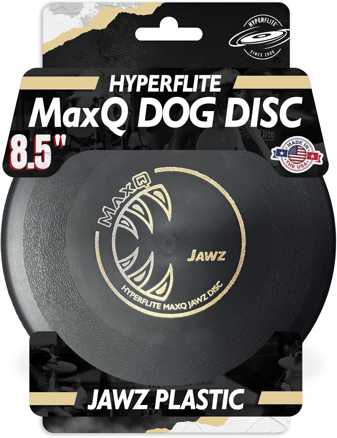 Hyperflite MaxQ Jawz Dog Disc 8.5 (150g) | Official Skyhoundz Flying Disc for Training, Fetch & Pool Games | Long-Flying, Durable Dog Chase Toy for Outdoor Play | Easy Grip | Anti-Glare - Black