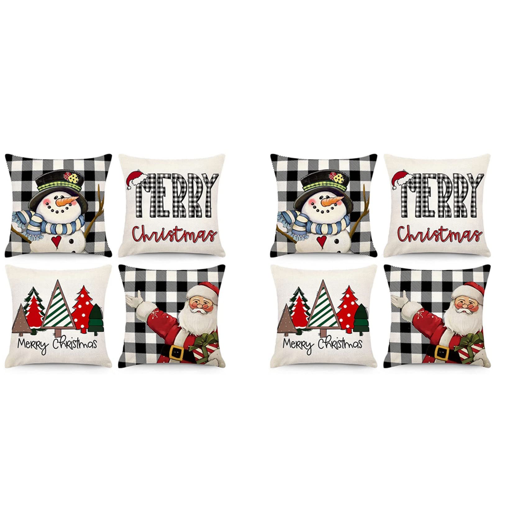 Hndhbfgrt Christmas Pillow Covers 18X18 Set of 8 Christmas Decorations Farmhouse Throw Cushion Case for Home Decor
