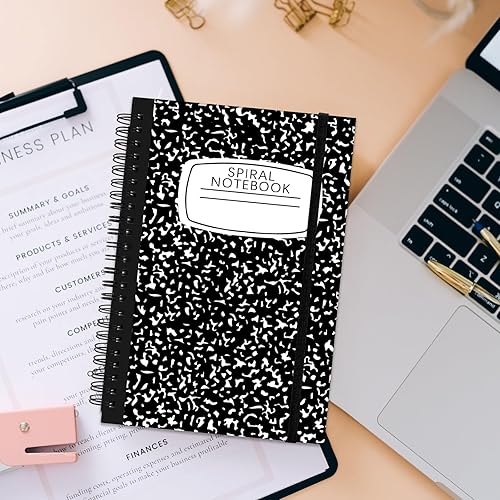 Miniatura 5 de Cuaderno de espiral, diario de tapa dura, cuaderno de espiral con rayas anchas, tamaño A5, 5.5 x 8.3 pulgadas, papel grueso de 80 GSM, 60 hojas de