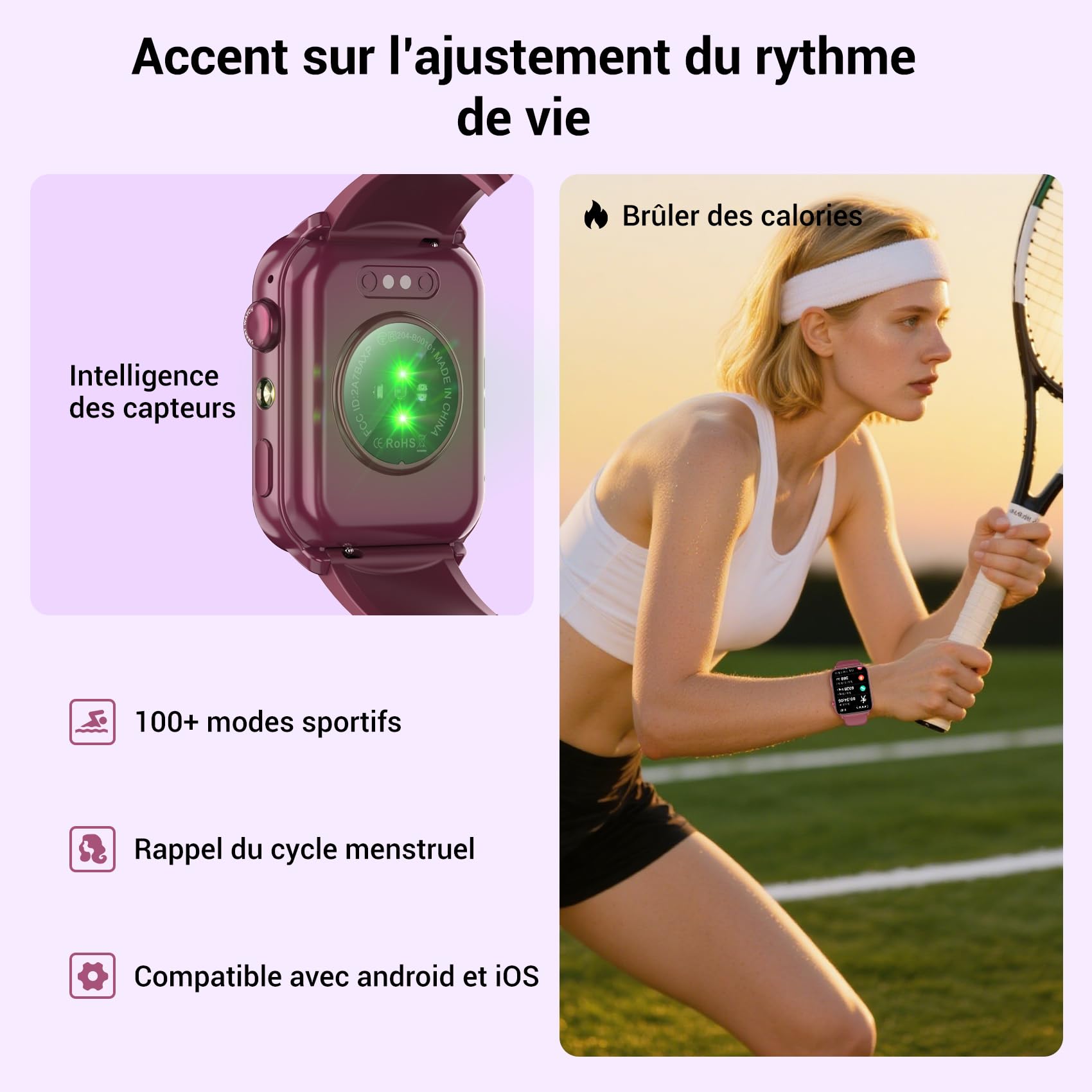 Montre Connectée Femme avec Appels Bluetooth, Écran 1,91″ HD, Fréquence Cardiaque & SpO₂, 120+ Modes Sportifs, Suivi Sommeil & Podomètre, Étanche IP68, Lampe Torche, Sport Montre pour Android & iOS