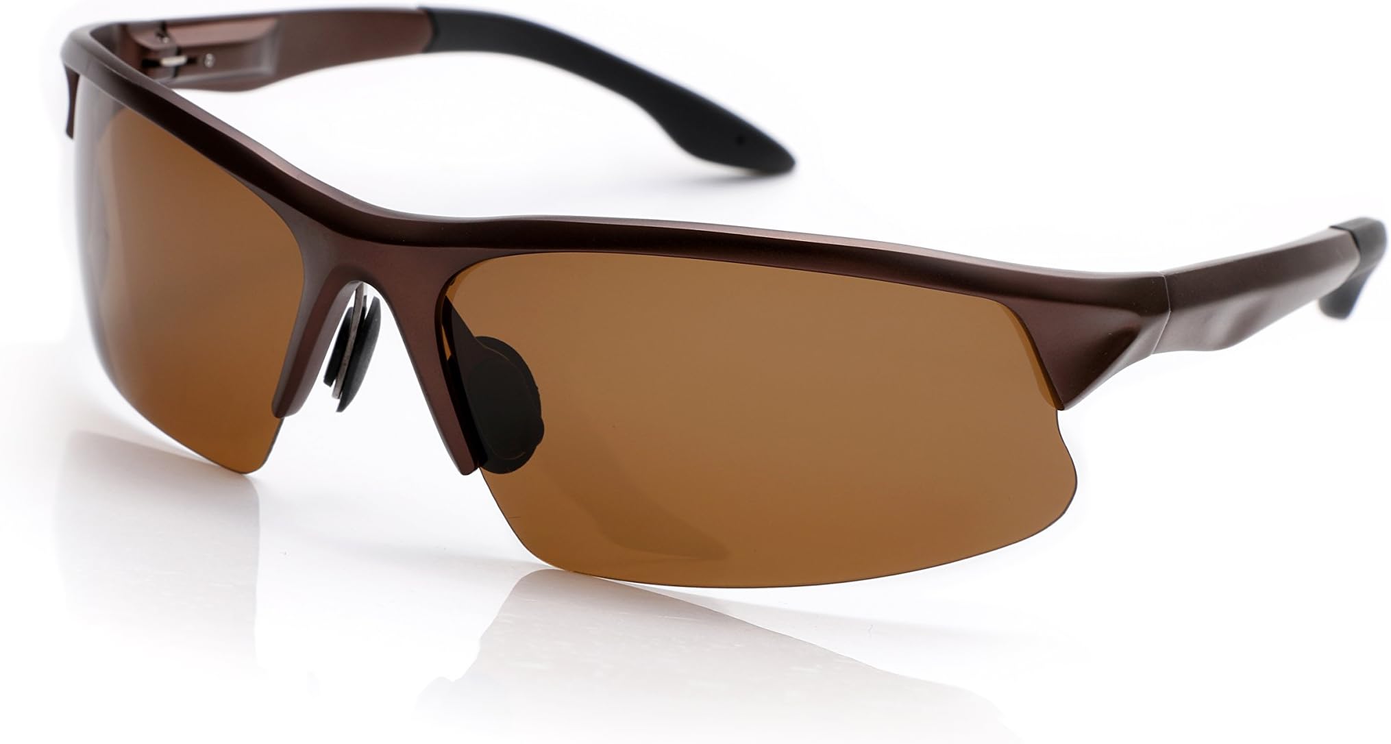 Retro Wayfarer Sunglasses Polarized Metal Frame for men women (Brown Len/Black Frame, 52)