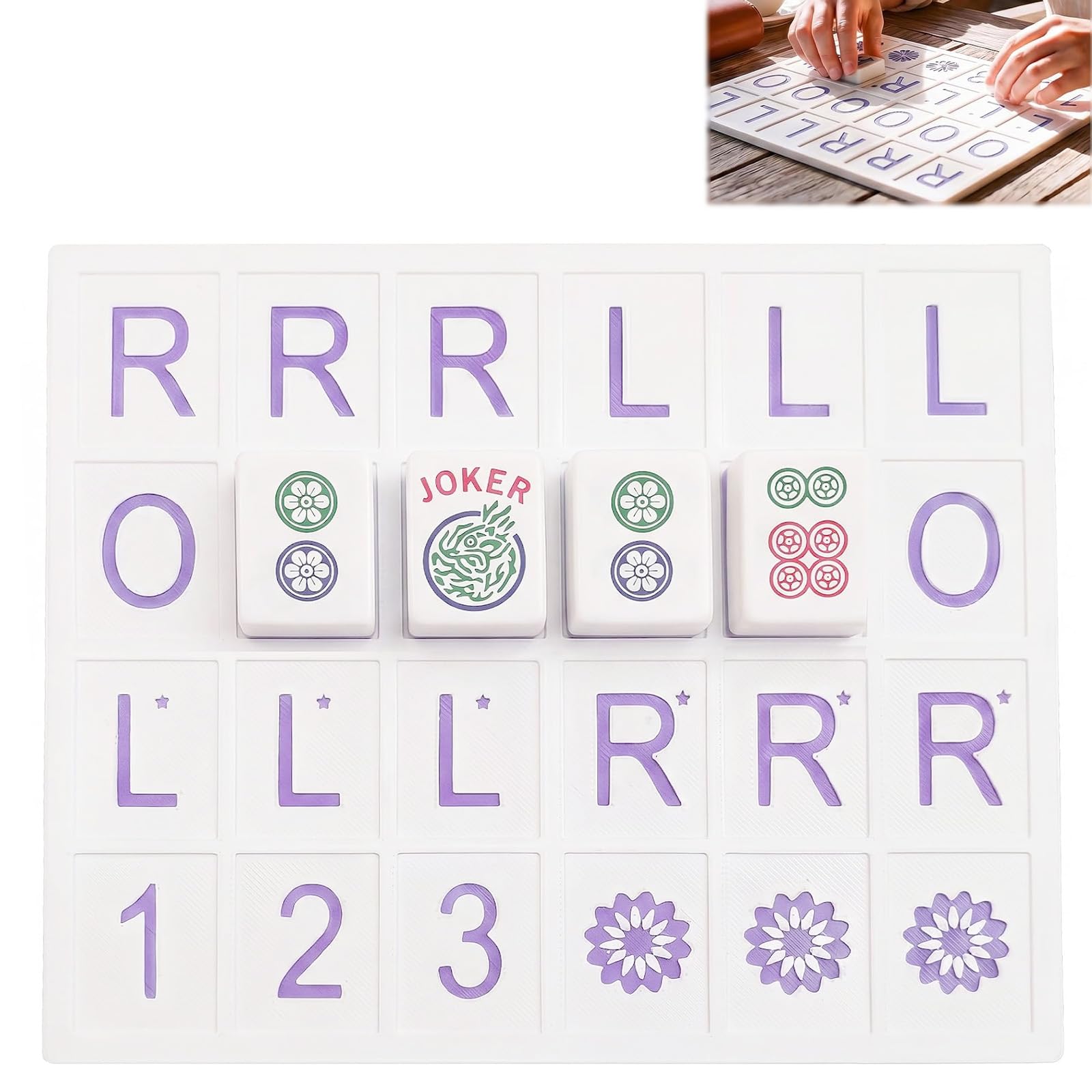 Solo Mahjong Board Practice Is a Portable 24-Slot Trainer White and Purple