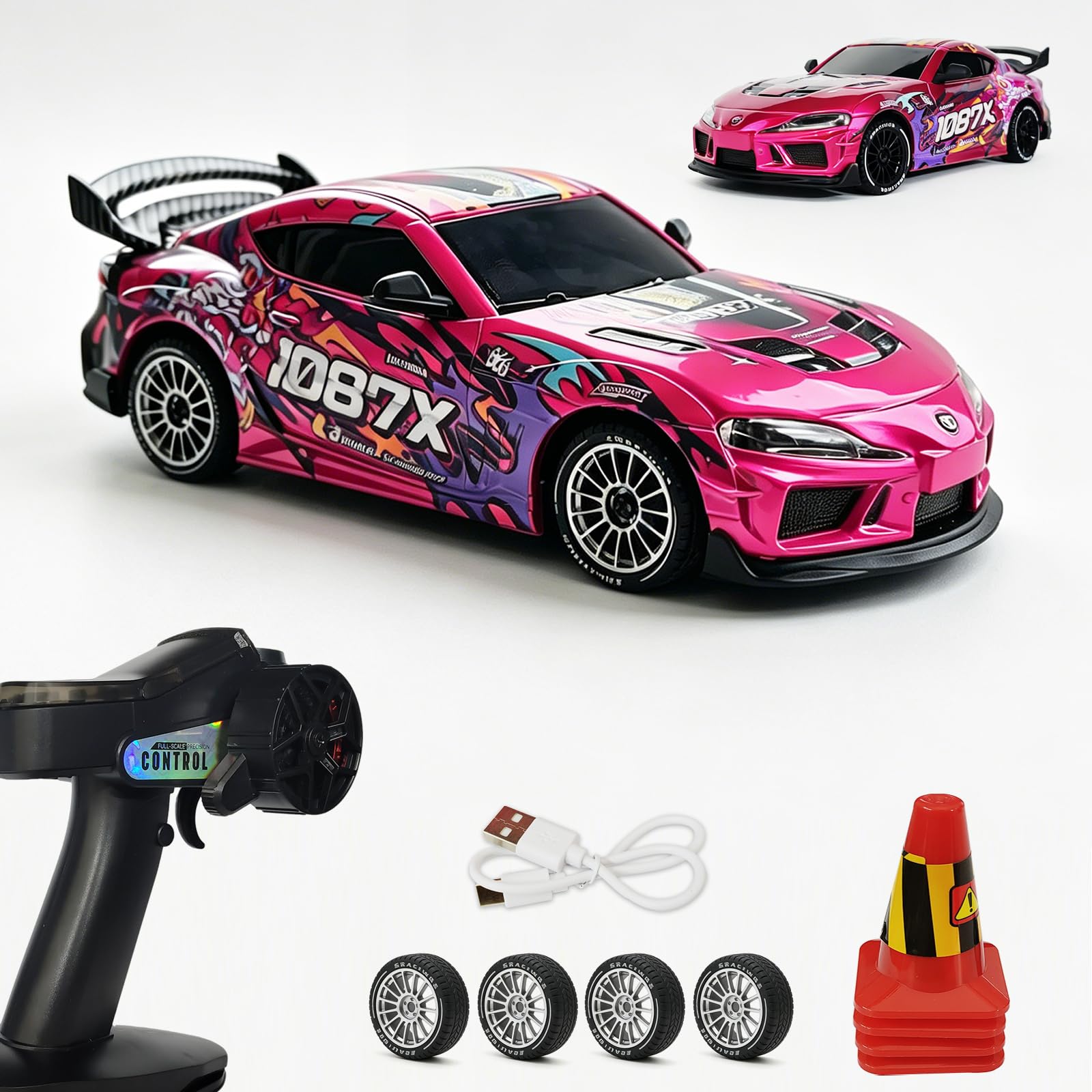 SP4301 1/43 RC Drift Car, 2.4G 1087X Mini RC Racing Car with Gyro & Light