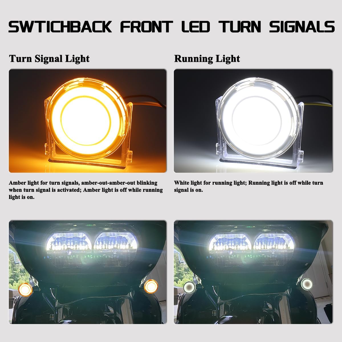 1157 Front LED Turn Signals 2 Inch Bullet Switchback Running Lights Compatible with Harley Breakout Touring Road King Road Glide Dyna Softail Sportster 1200 883 Forty Eight