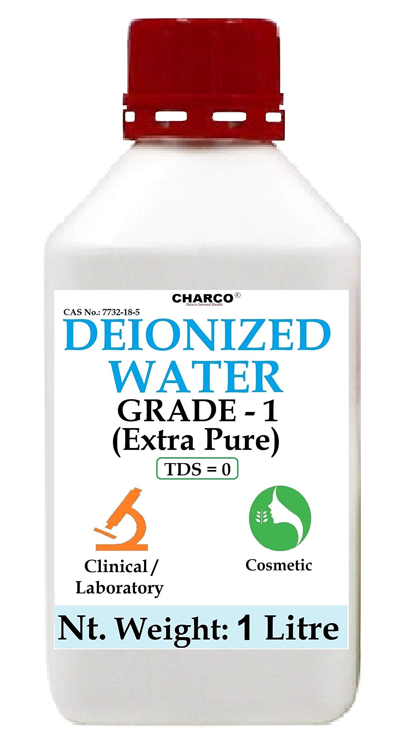 Buy CHARCO Deionized Water Distilled (TDS = 0), (1 Litre) Spl. for Cosmetic (as Agua), CPAP