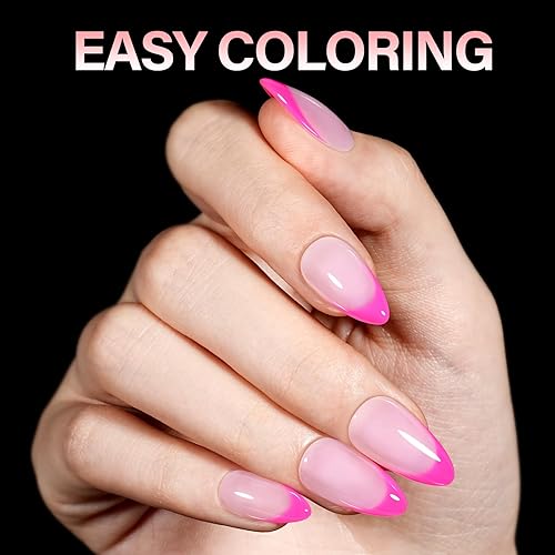 Vista 5 de AILLSA Puntas de uñas medianas de almendra, uñas acrílicas medio mate, gel transparente, cobertura completa, preliminadas, uñas postizas