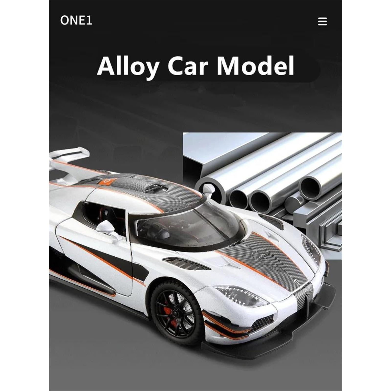 Coche modelo Koenigsegg Jesko de aleación de zinc a escala 1/32, con luz, sonido y juguetes fundidos a presión, colecciones de regalos, decoraciones para niños Compra barata en