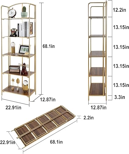 Miniatura 109 de Crofy - Estantería plegable sin montaje para sala de estar, estante plegable blanco de 5 niveles para oficina en casa, organizador de almacenamiento