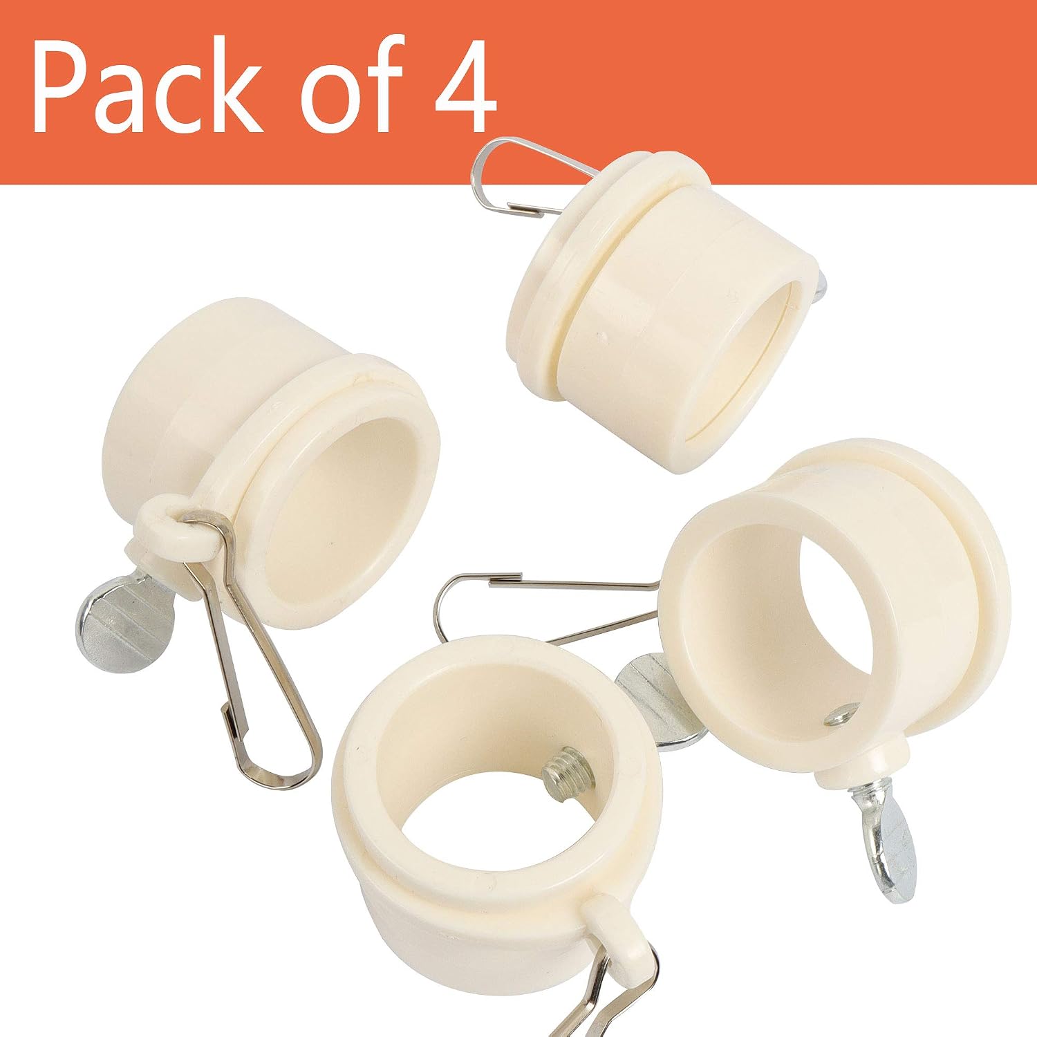 VIEKEY Flag Pole Rings,Tangle Free Flag Pole Mounting Clips, Rotating Flagpole Ring Parts with Metal Clips - 1" Diameter (Pack of 4)