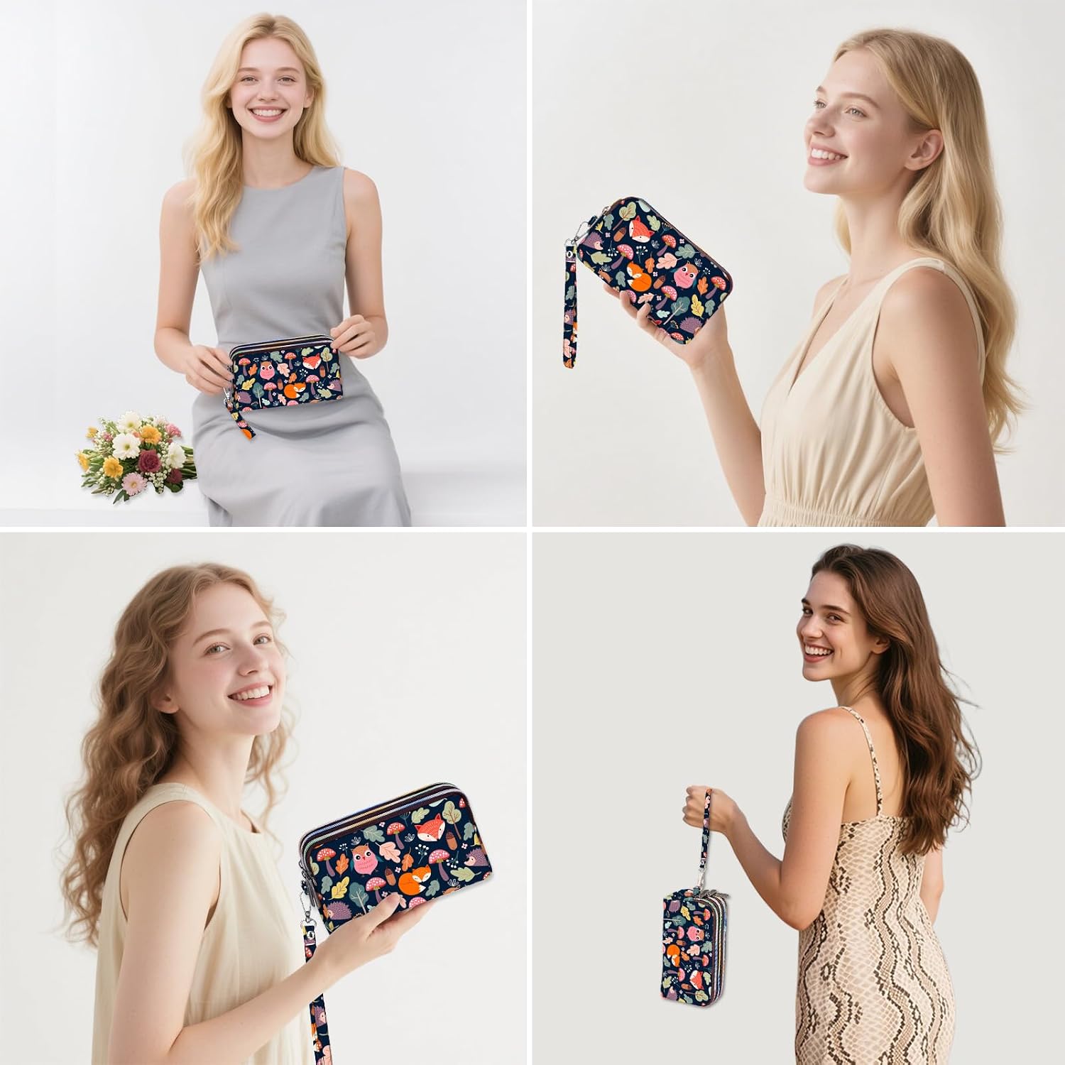BIAOTIE Large Capacity Wristlet Wallet - Women Printed Nylon Waterproof Handbag Clutch Purse image 5